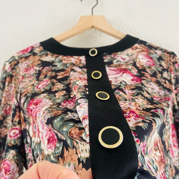 Vintage 80s Floral Drop Waist Dress with pleated Skirt - Picture 4 of 10